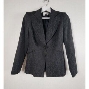 Charles Gray London For Savvy Womens Small Black Jacquard Single-Button Blazer